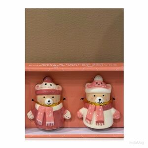 NEW 10 Strawberry Street Pink Teddy Bear Salt and Pepper Shakers